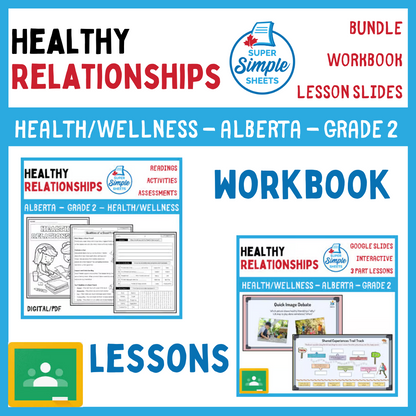 Healthy Relationships - Grade 2 - Alberta Health - Lessons/Workbook Bundle