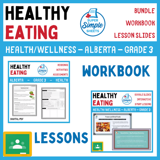 Healthy Eating - Grade 3 - Alberta Health and Wellness - Lessons/Workbook Bundle