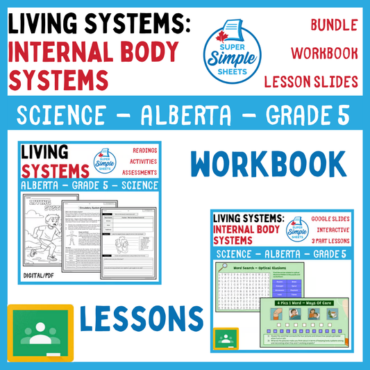 Grade 5 - Living Systems: Internal Body Systems - Alberta Science - Lessons/Workbook Bundle