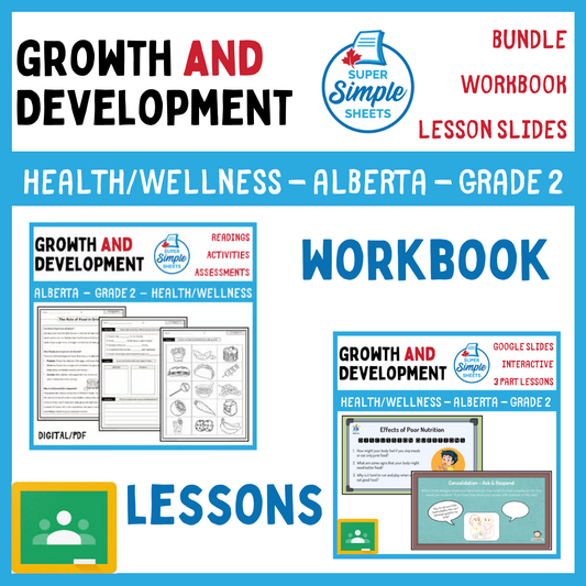 Growth and Development - Grade 2 - Alberta Health - Lessons/Workbook Bundle