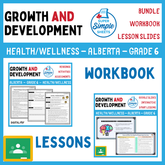 Growth and Development - Grade 6 - Alberta Health - Lessons/Workbook Bundle