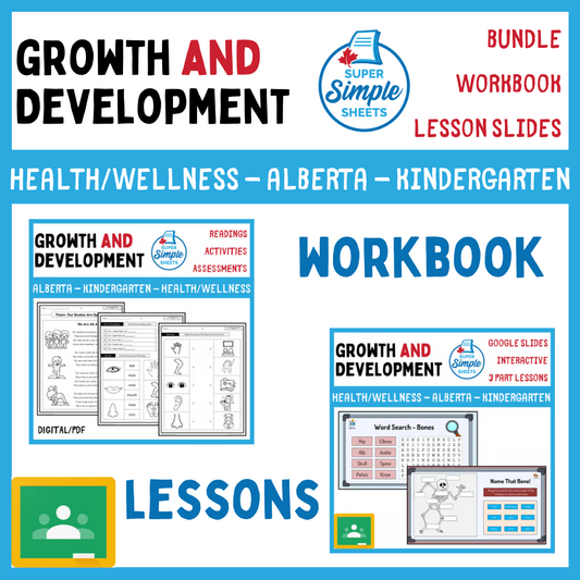 Growth and Development - Kindergarten - Alberta Health - Lessons/Workbook Bundle