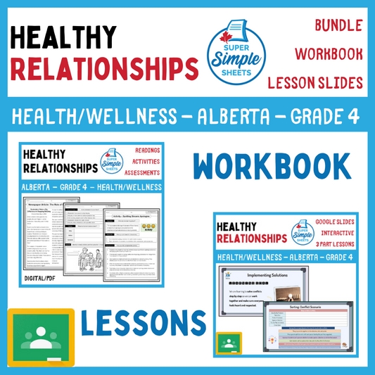 Healthy Relationships - Grade 4 - Alberta Health - Lessons/Workbook Bundle