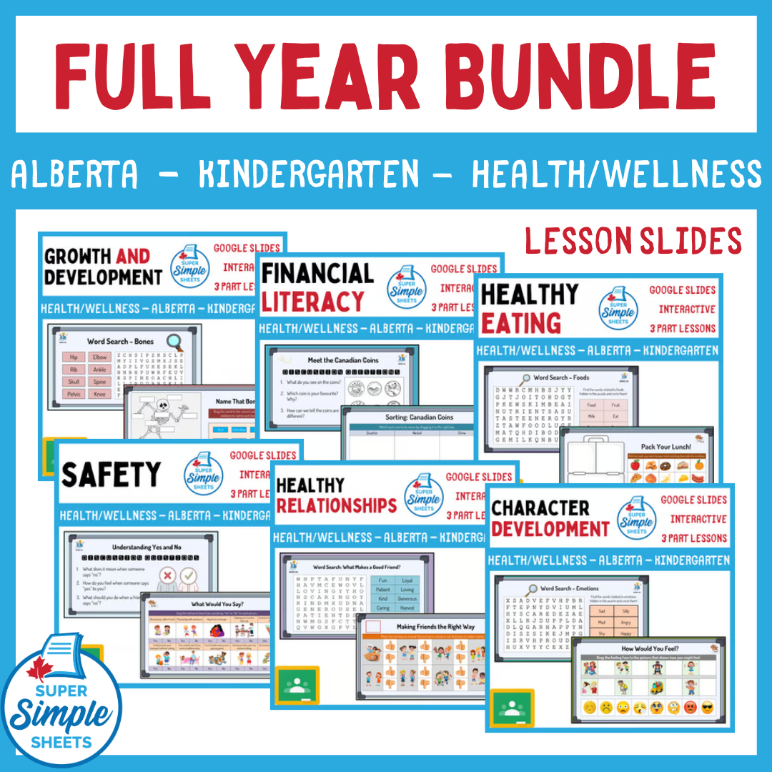 Kindergarten - Alberta Health - Google Lesson Slides - Full Year Bundle