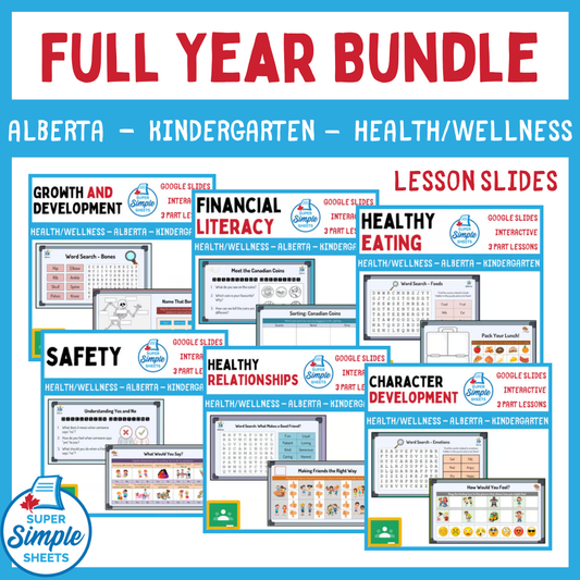 Kindergarten - Alberta Health - Google Lesson Slides - Full Year Bundle