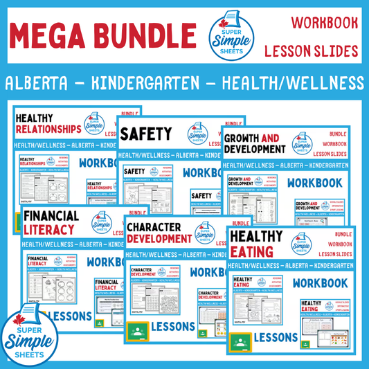 Kindergarten - Alberta Health and Wellness - Lessons/Workbook Mega Bundle