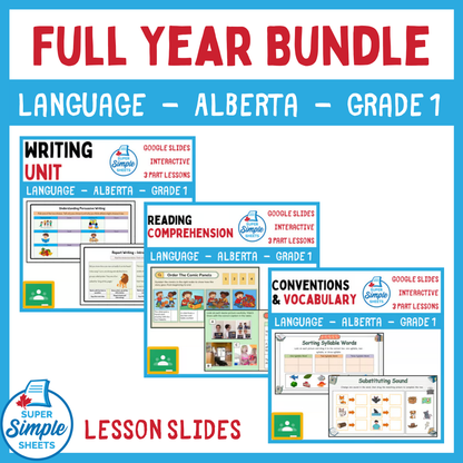 Grade 1 - Alberta Language - Google Lesson Slides - Full Year Bundle