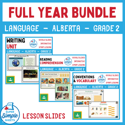 Grade 2 - Alberta Language - Google Lesson Slides - Full Year Bundle