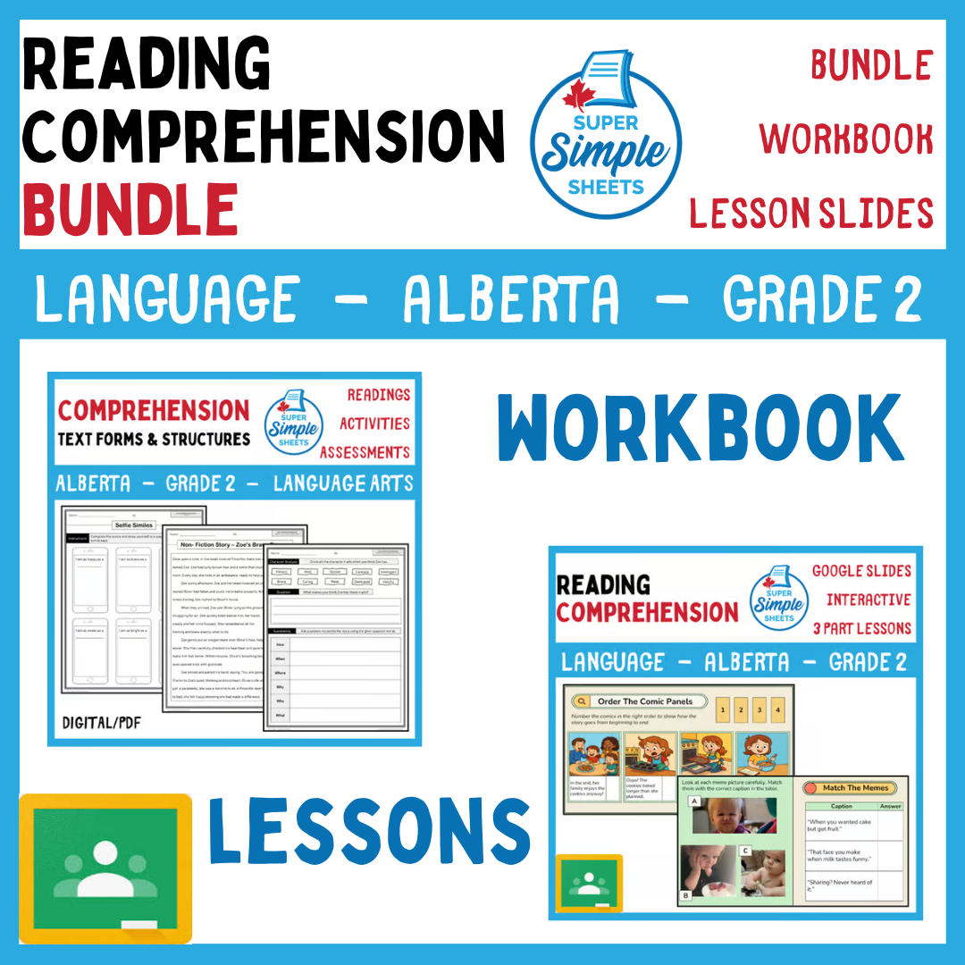 Grade 2 - Reading Comprehension Unit - Alberta Language - Lesson/Workbook Bundle