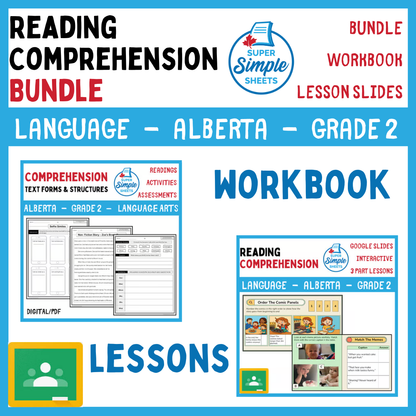 Grade 2 - Reading Comprehension Unit - Alberta Language - Lesson/Workbook Bundle