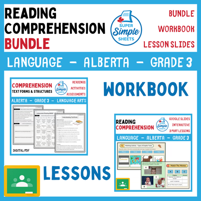 Grade 3 - Reading Comprehension Unit - Alberta Language - Lesson/Workbook Bundle