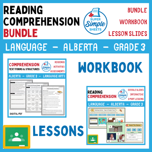 Grade 3 - Reading Comprehension Unit - Alberta Language - Lesson/Workbook Bundle
