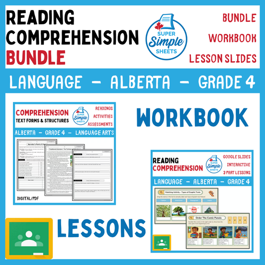 Grade 4 - Reading Comprehension Unit - Alberta Language - Lesson/Workbook Bundle