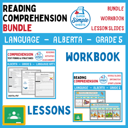 Grade 5 - Reading Comprehension Unit - Alberta Language - Lesson/Workbook Bundle