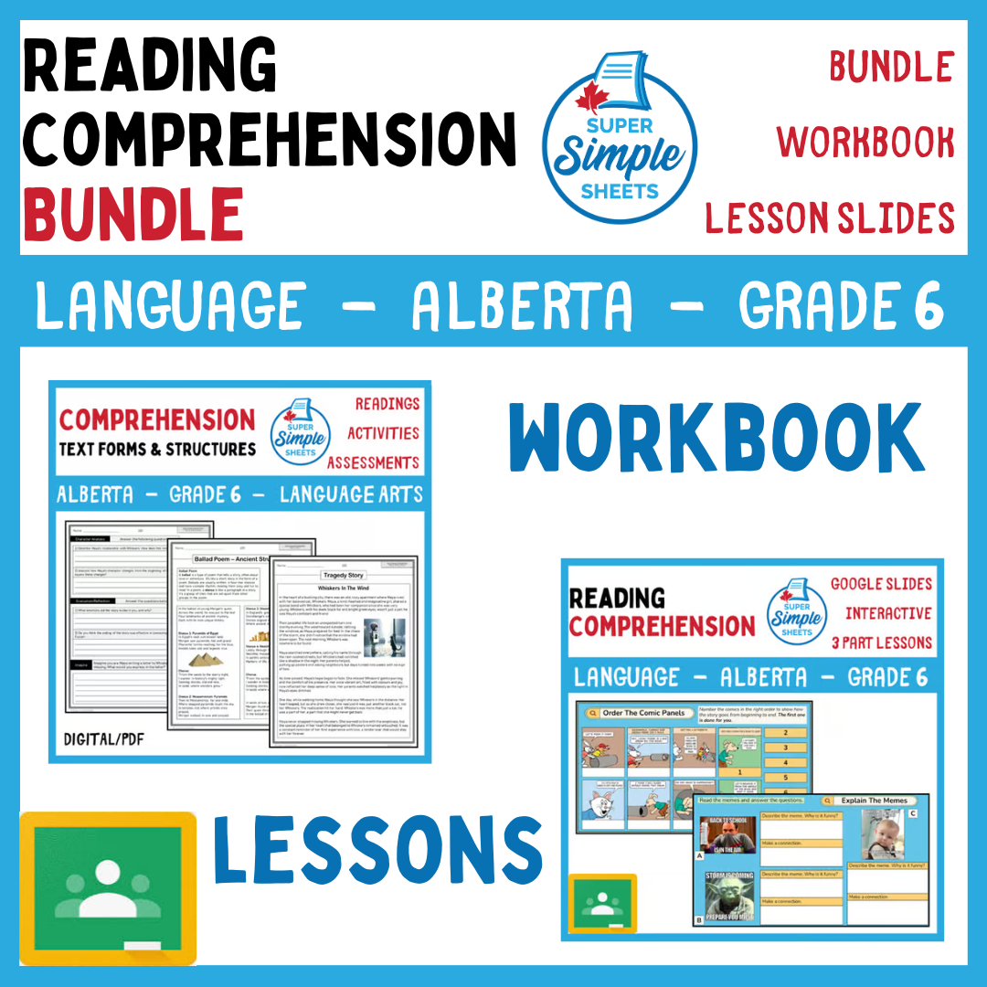 Grade 6 - Reading Comprehension Unit - Alberta Language - Lesson/Workbook Bundle
