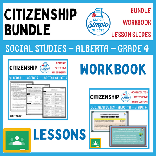 Citizenship Unit - Grade 4 - Alberta Social Studies - Lesson/Workbook Bundle