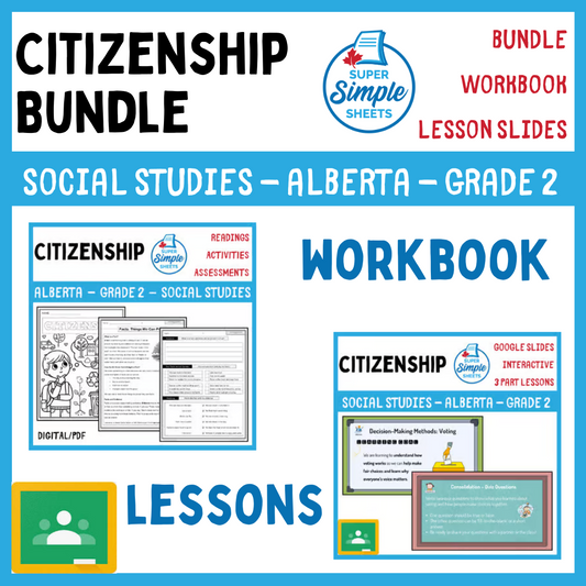 Citizenship Unit - Grade 2 - Alberta Social Studies - Lesson/Workbook Bundle