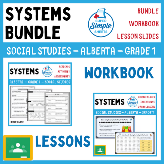 Systems Unit - Grade 1 - Alberta Social Studies - Lesson/Workbook Bundle