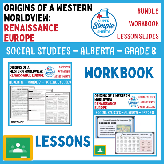 Origins of Western Worldview Renaissance Europe - Alberta Social Grade 8 Bundle