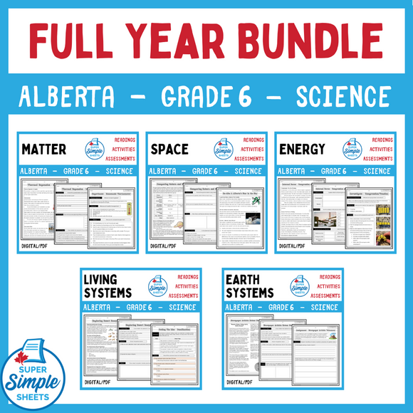 Science - Alberta Grade 6 - FULL YEAR BUNDLE