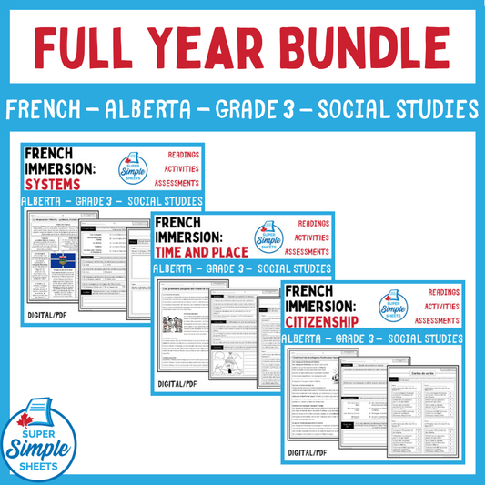 Alberta - Grade 3 Social Studies - French Immersion - FULL YEAR BUNDLE