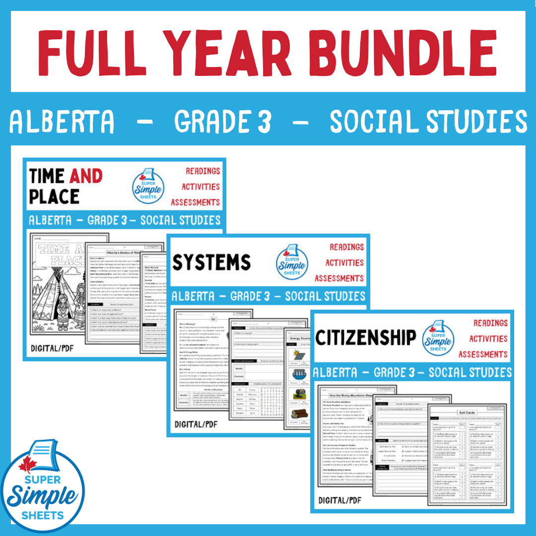 Grade 3 - Alberta 2025 New Social Studies Curriculum - FULL YEAR BUNDLE