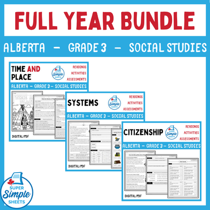 Grade 3 - Alberta 2025 New Social Studies Curriculum - FULL YEAR BUNDLE