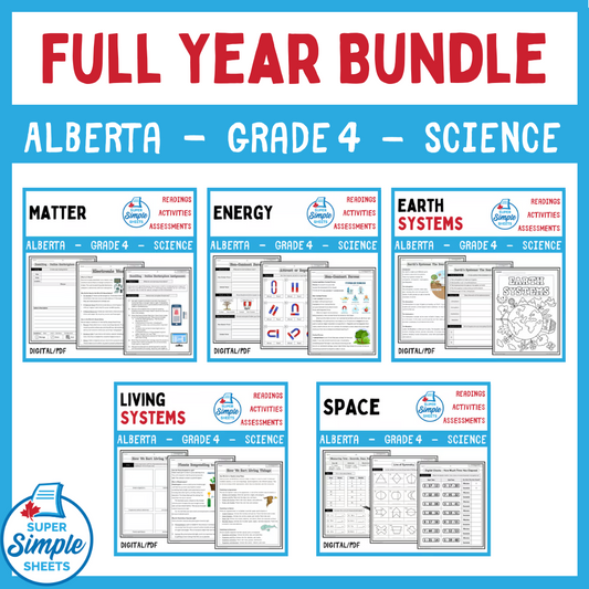 Science - Alberta Grade 4 - FULL YEAR BUNDLE - NEW 2023 Curriculum
