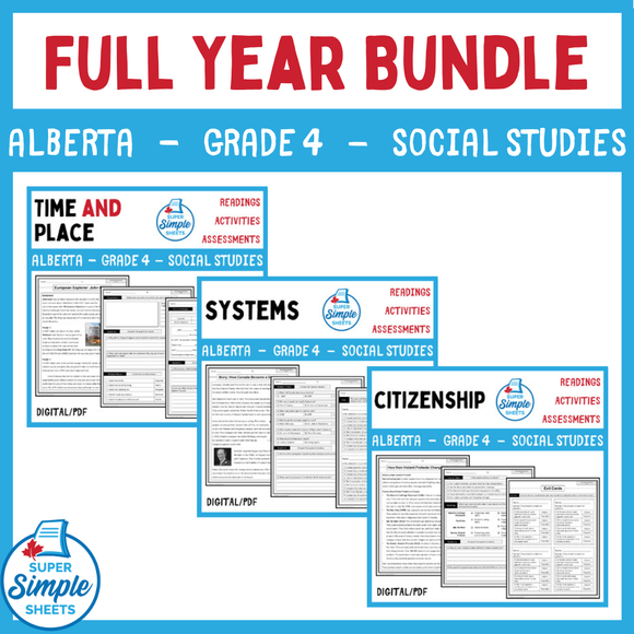 Alberta - Grade 4 Social Studies - FULL YEAR BUNDLE