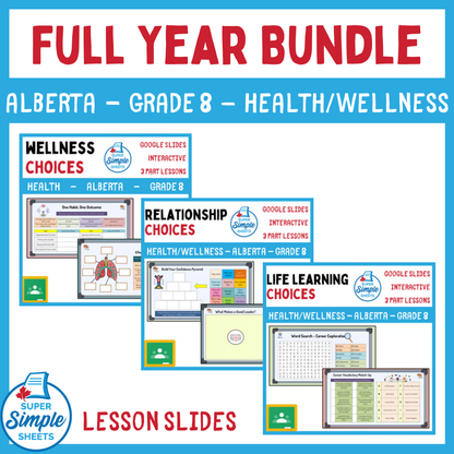 Grade 8 - Alberta Health and Wellness - Google Lesson Slides - Full Year Bundle