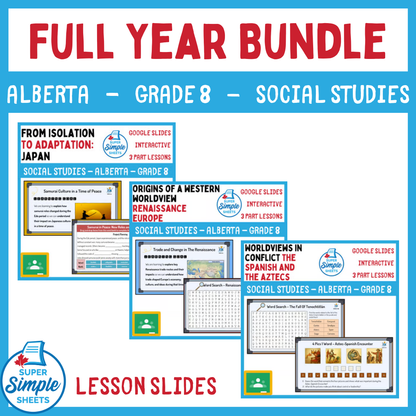 Grade 8 - Alberta Social Studies - Google Lesson Slides - Full Year Bundle