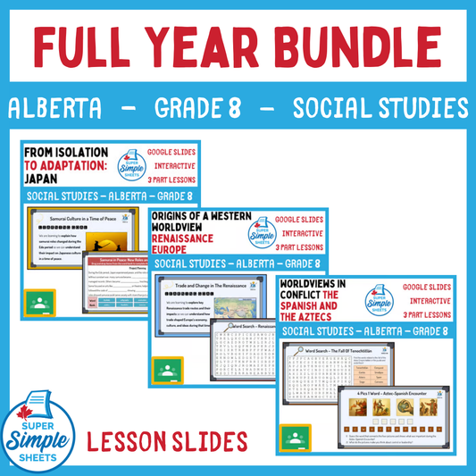 Grade 8 - Alberta Social Studies - Google Lesson Slides - Full Year Bundle