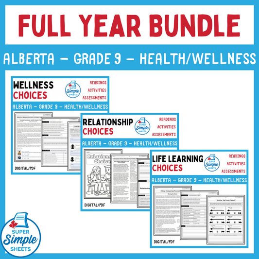 Grade 9 - Alberta Health and Wellness - FULL YEAR BUNDLE
