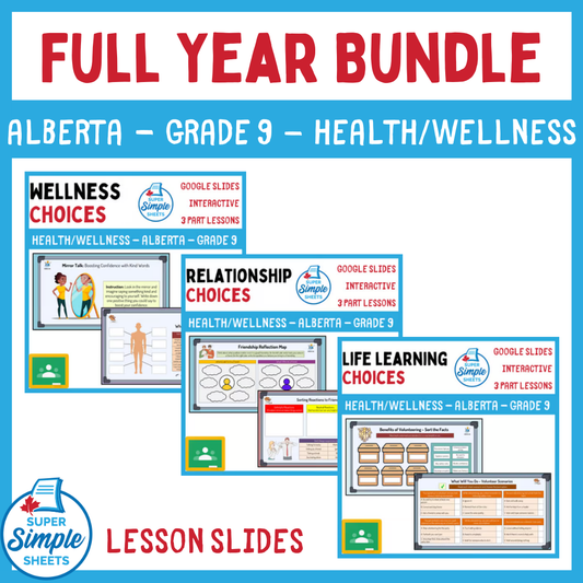 Grade 9 - Alberta Health and Wellness - Google Lesson Slides - Full Year Bundle