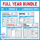 BC Grade 5 Language Arts ELA - FULL YEAR BUNDLE