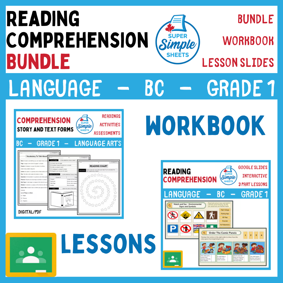 Grade 1 - Reading Comprehension Unit - BC Language - Lesson/Workbook Bundle