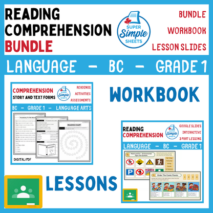 Grade 1 - Reading Comprehension Unit - BC Language - Lesson/Workbook Bundle
