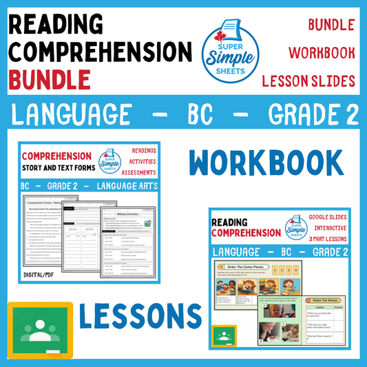 Grade 2 - Reading Comprehension Unit - BC Language - Lesson/Workbook Bundle