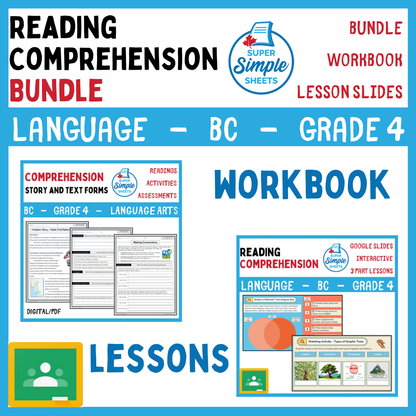 Grade 4 - Reading Comprehension Unit - BC Language - Lesson/Workbook Bundle