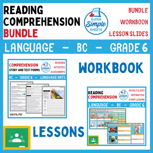 Grade 6 - Reading Comprehension Unit - BC Language - Lesson/Workbook Bundle