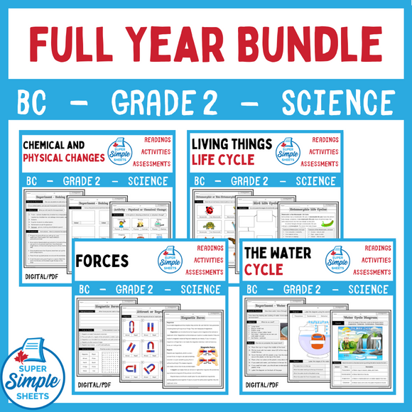 BC Grade 2 Science Full Year Bundle