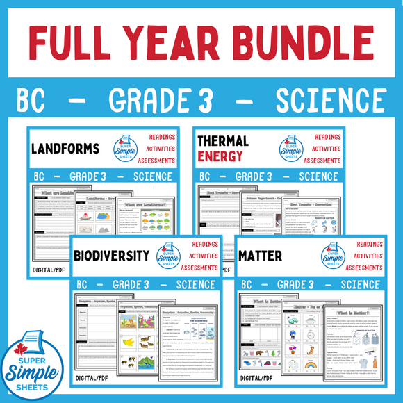 BC Grade 3 Science Full Year Bundle