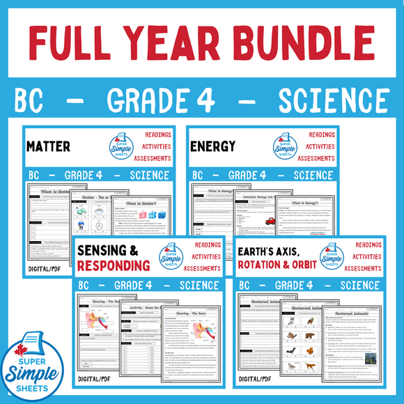 BC Grade 4 Science Full Year Bundle