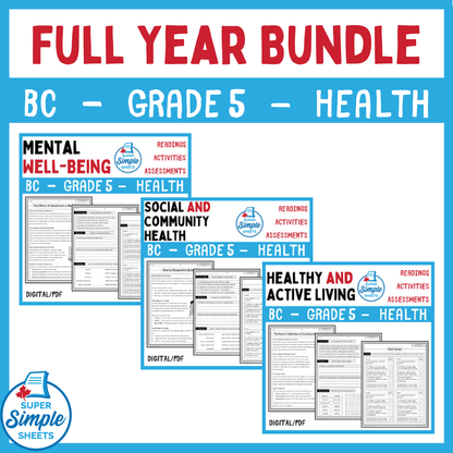 BC Health Curriculum - Grade 5 - FULL YEAR BUNDLE