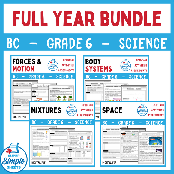 BC Grade 6 Science Full Year Bundle