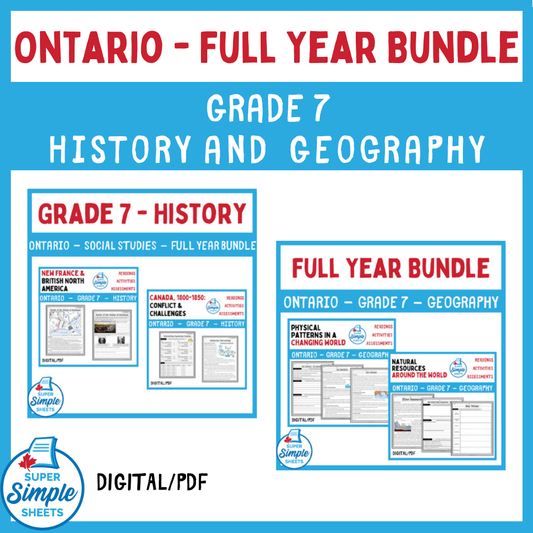 Ontario - Grade 7 - History & Geography - FULL YEAR BUNDLE