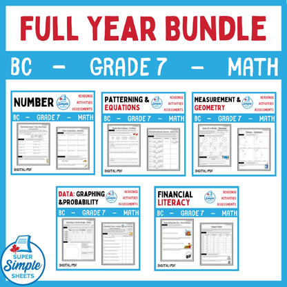 BC Grade 7 Math Full Year Bundle