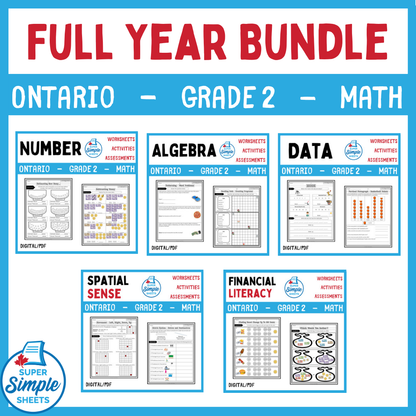 Grade 2 - Full Year Math Bundle - Ontario New 2020 Curriculum