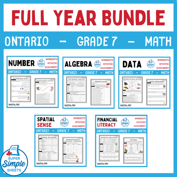 Grade 7 - Ontario Math - Full Year Bundle - New 2020 Curriculum – Super ...