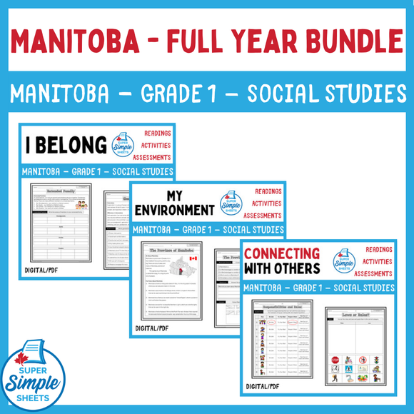 Manitoba Grade 1 - Social Studies - Full Year Bundle